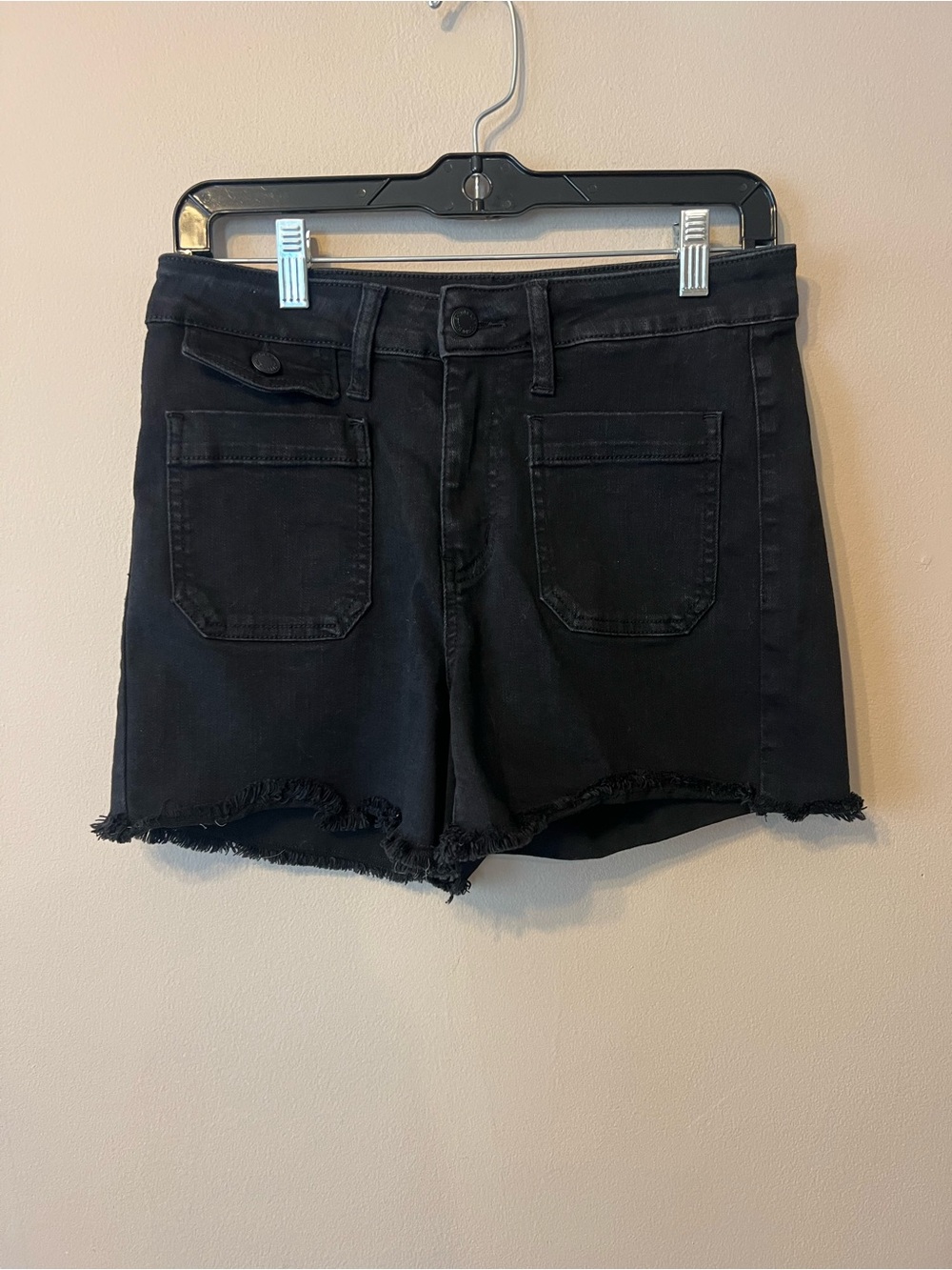 Judy Blue Black High-Rise Frayed Hem Denim Shorts